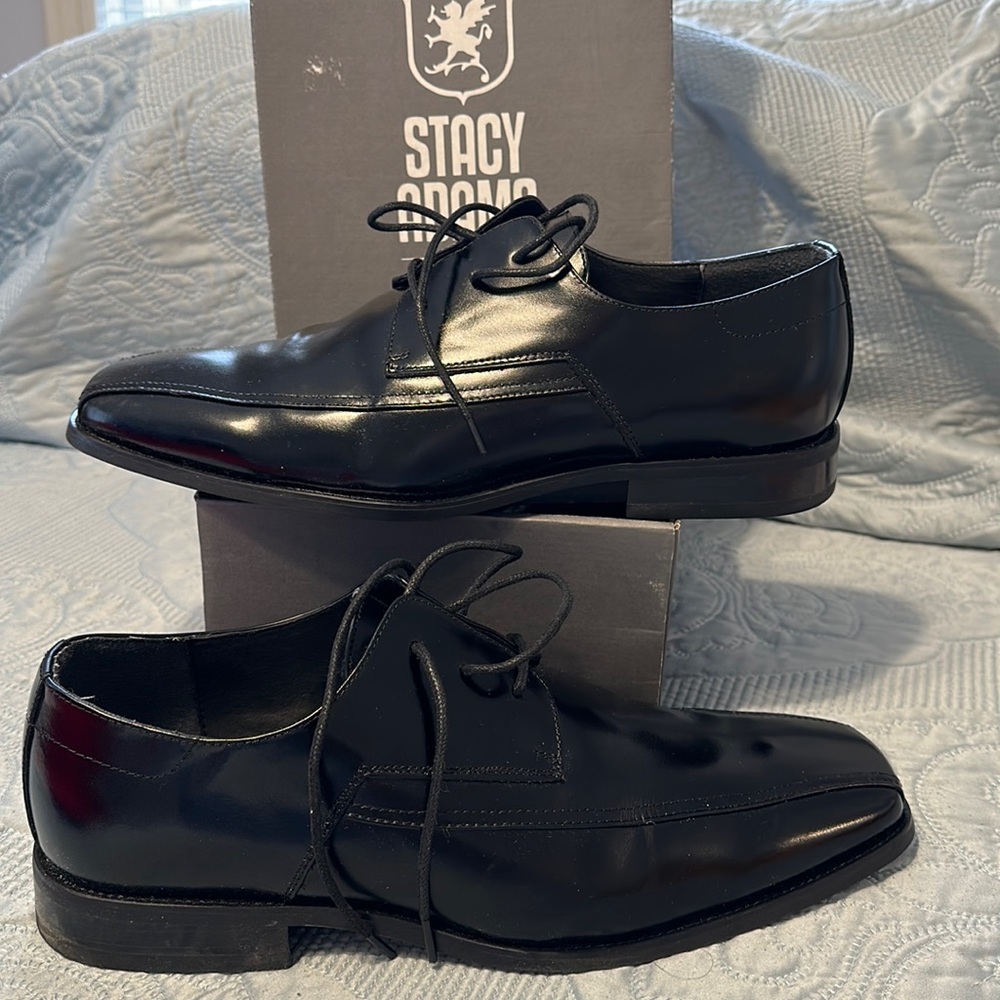 Stacy Adams Black Farley Dress shoe leather and man made upper, leather lining